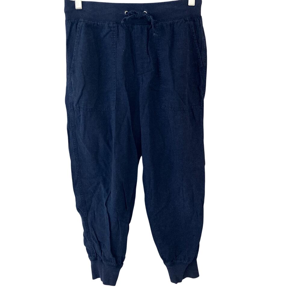 Gap Rib Linen Utility Jogger Pants Navy Blue Small